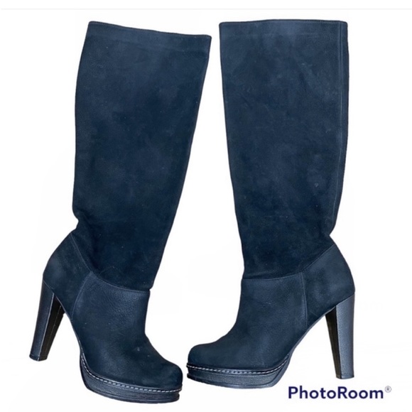 COLE HAAN X NIKE AIR Nola Slouch Knee Black Leather Heeled Boots Women’s Size 6 - Picture 1 of 8